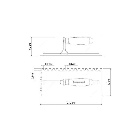Tramontina Metal Square Trowel With Wood Handle, 77375115, 120MM Width x 272MM Length