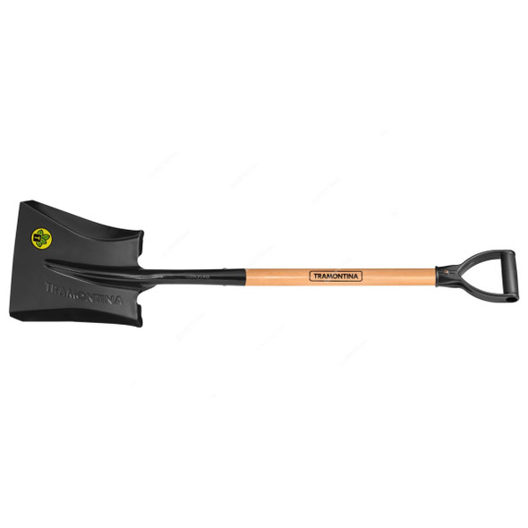 Tramontina Square Mouth Shovel With 71CM Wood Handle, 77472424, Black