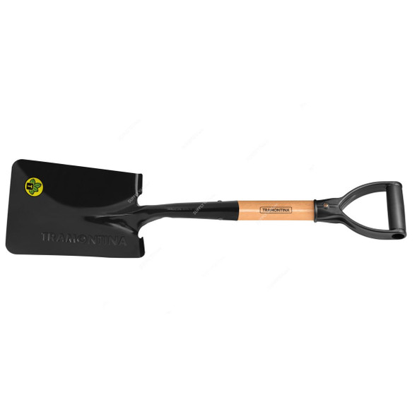 Tramontina Small Square Mouth Shovel With 45CM Wood Handle, 77497404, Black