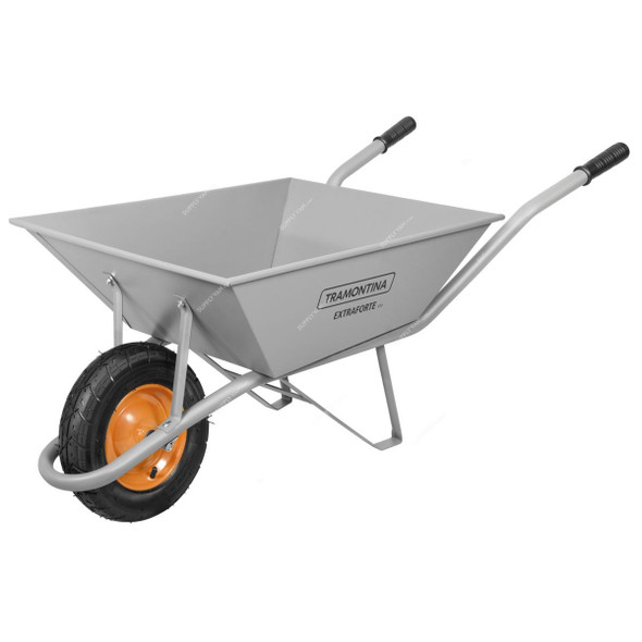 Tramontina Extraforte Wheelbarrow, 77714435, 65 Ltrs Capacity, 1 Wheel, Grey