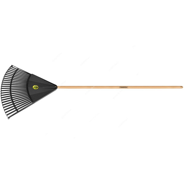 Tramontina Plastic Garden Rake With 120CM Wood Handle, 77855864, 26 Teeth, Black