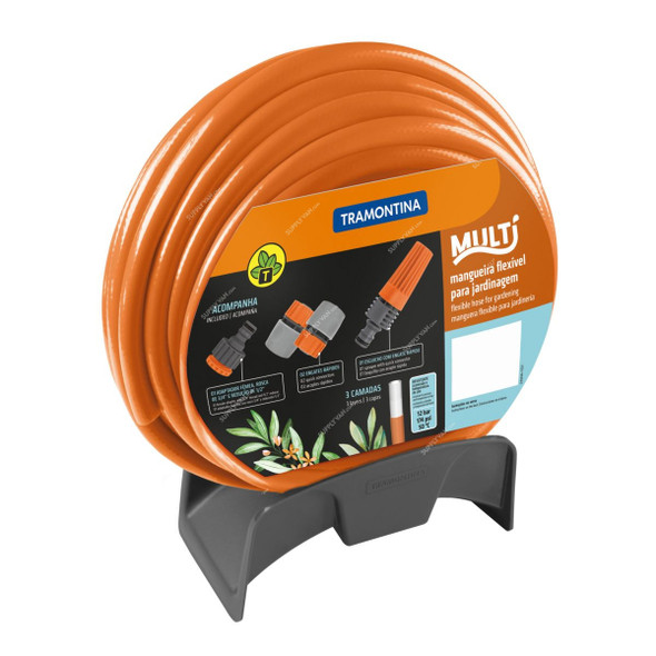 Tramontina Garden Hose, 79324151, 3 Layer, 1/2 Inch Thick, 15 Mtrs Length, Orange
