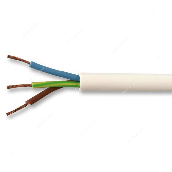 Ducab Three Core Cable, Flex PVC, 2.5 SQ.MM x 100 Mtrs, White