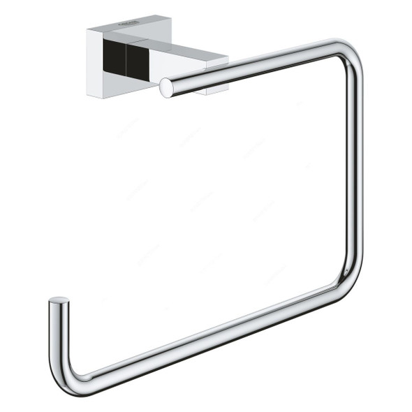 Grohe Wall Mounted Towel Ring, 40510001, Essentials Cube, Metal, 186CM Length x 123CM Height, Starlight Chrome Finish
