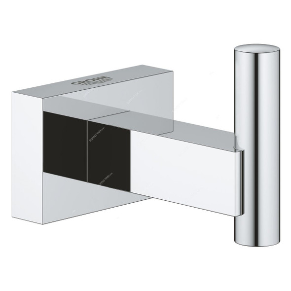 Grohe Wall Mounted Robe Hook, 40511001, Essentials Cube, Metal, Starlight Chrome Finish