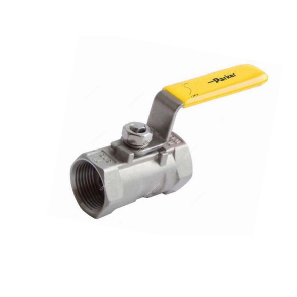 Parker Ball Valve, 16F-DY16L-T-SS, DY Series, Stainless Steel, 1000 PSI, FNPT, 1 Inch