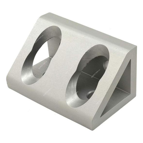 Extrusion Wide Gusseted Inside Corner Bracket, 8080-4 Hole, Aluminium, 40 x 76MM