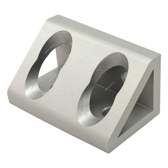 Extrusion Wide Gusseted Inside Corner Bracket, 6060-4 Hole, Aluminium, 30 x 56MM