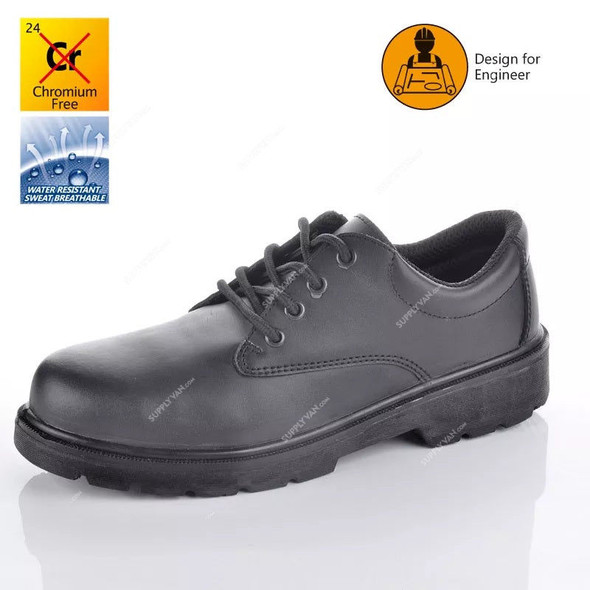 Safetoe Executive Safety Shoes, L-7006B, Best Manager, S3 SRC, Leather, Size44, Black