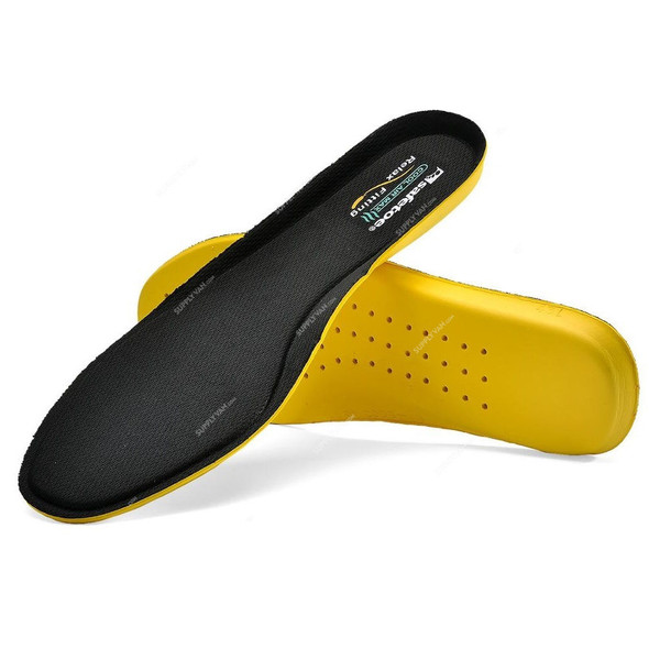 Safetoe Shoes Insoles, J-008, Memory Foam, 4.5-5.5MM Thk, Size44, Black/Yellow