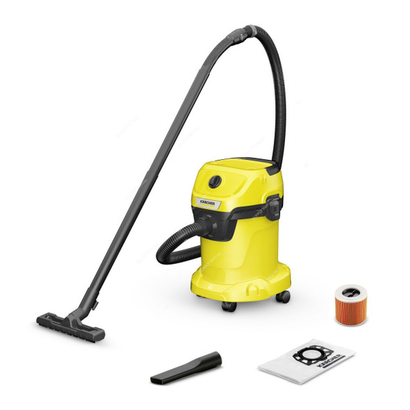 Karcher WD 3 V-17/4/20 Wet and Dry Vacuum Cleaner, 16281030, 1000W, 17 Ltrs Tank Capacity, Yellow