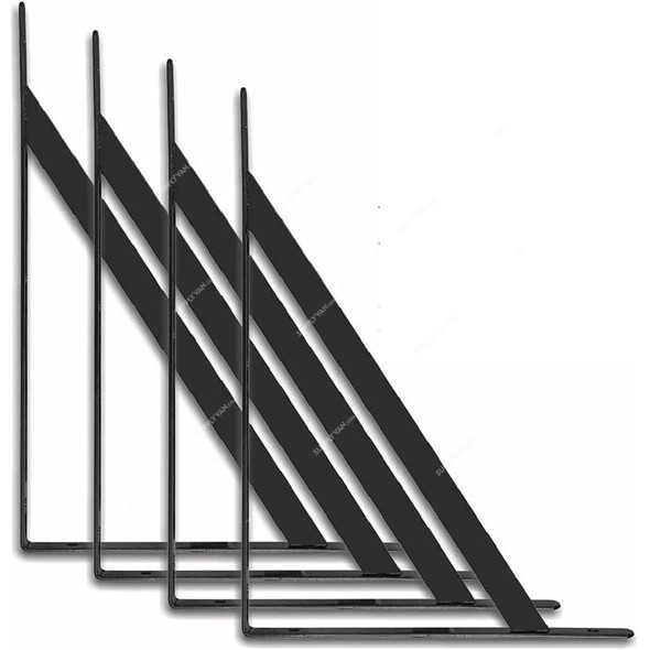 Robustline Wall Mounted Shelf Supporter Corner Bracket With Mounting Screw, Steel, 90 Degree, 13 x 20 Inch, 4 Pcs/Set