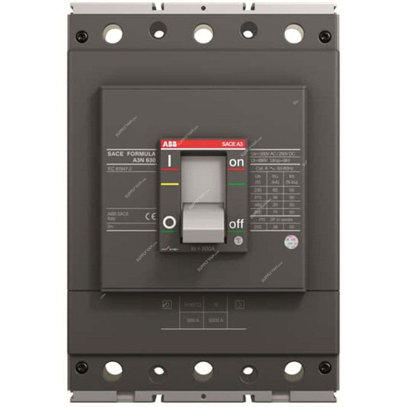ABB Moulded Case Circuit Breaker, A3N-MCCB-500A-3P-36KA, 3 Pole, 36kA, 500A