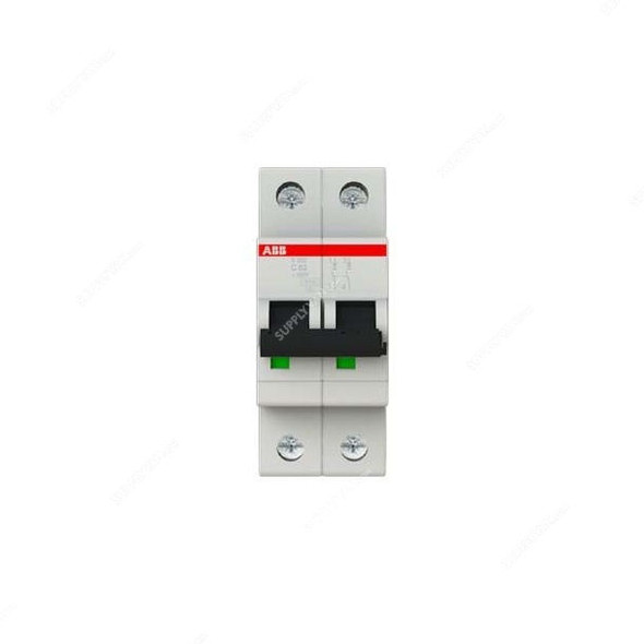 ABB Miniature Circuit Breaker, S202-C63, Curve Type C, 2 Pole, 6kA, 63A