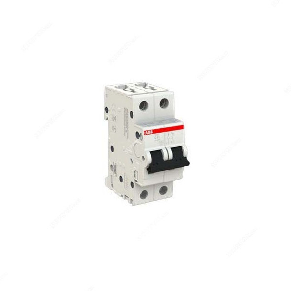 ABB Miniature Circuit Breaker, S202-C63, Curve Type C, 2 Pole, 6kA, 63A