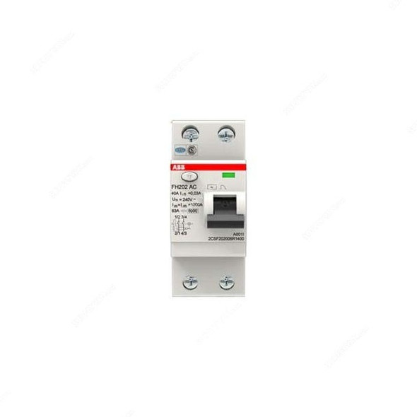 ABB Residual Current Circuit Breaker, FH202-AC-40-0-03, 2 Pole, 30mA, 40A