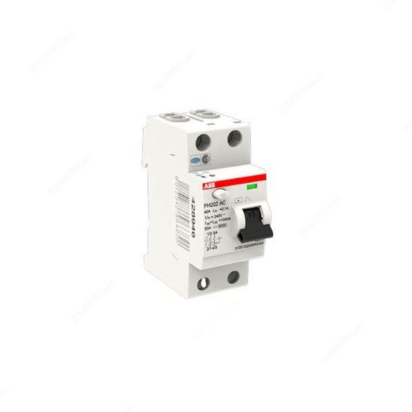 ABB Residual Current Circuit Breaker, FH202-AC-40-0-1, 2 Pole, 100mA, 40A