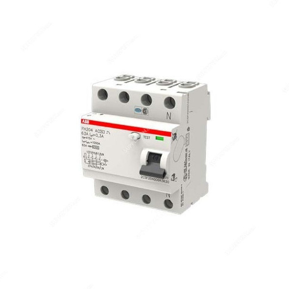 ABB Residual Current Circuit Breaker, FH204-AC-63-0-3, 4 Pole, 300mA, 63A