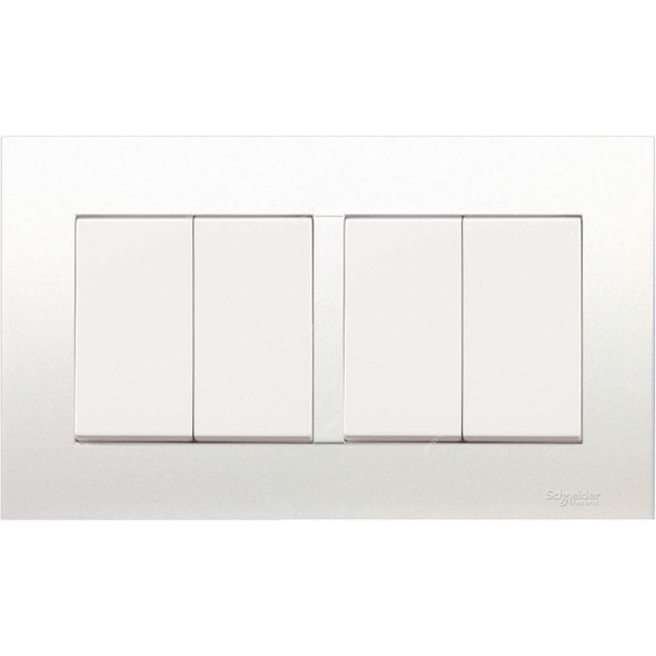 Schneider Electric 2 Way Electrical Switch, KB34, Vivace, 4 Gang, 10A, 250VAC, White
