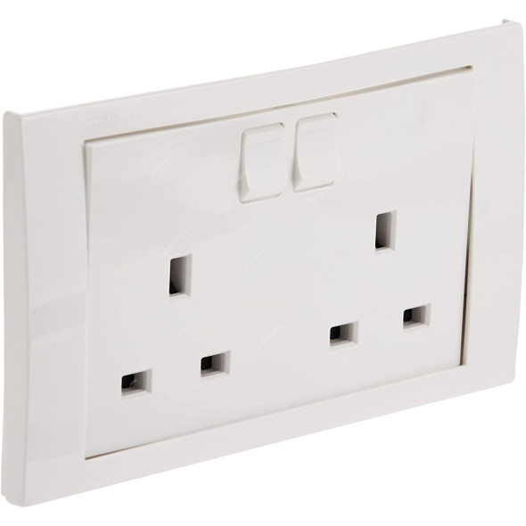 Schneider Electric Twin Gang Switched Socket, KB25, Vivace, 2 Gang, 13A, 250VAC, White