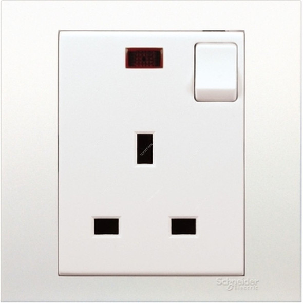 Schneider Electric Switched Socket With Neon, KB15N, Vivace, 1 Gang, 13A, 250VAC, White