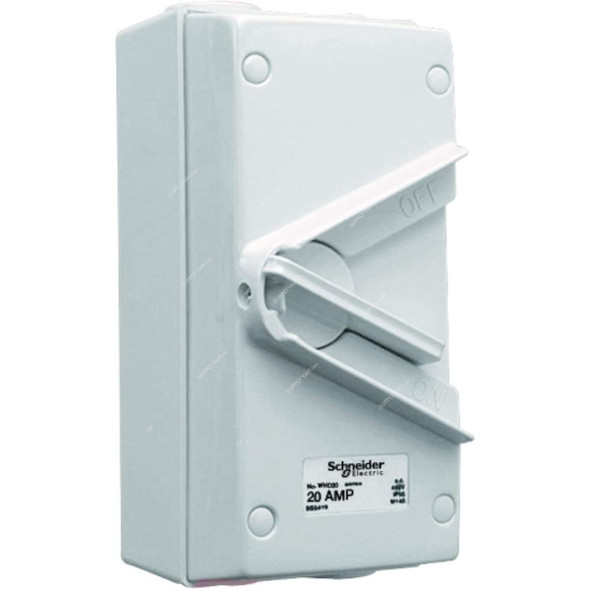 Schneider Electric Surface Mount Isolating Switch, WHD20, Kavacha, 2P, 20A, 440VAC