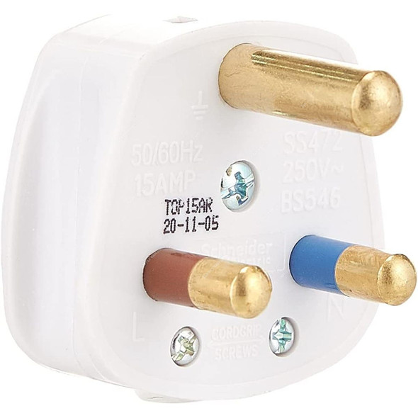 Schneider Electric Exclusive Round 3 Pin Plug, TOP15AR, 15A, 230VAC, White