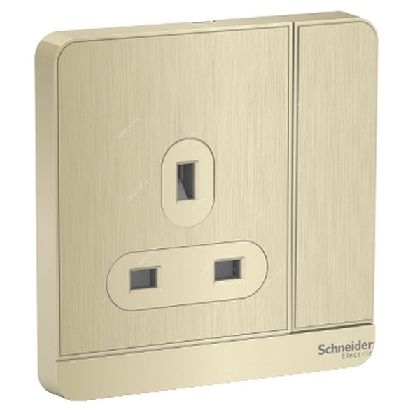 Schneider Electric Switched Socket, E8315N-GH-G12, AvatarOn, 3P, 13A, 250VAC, Metal Gold Hairline