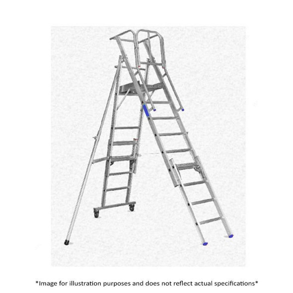Topman Telescopic Snappy Ladder, 9+1 Steps, 500MM Width x 450MM Length Platform, Silver