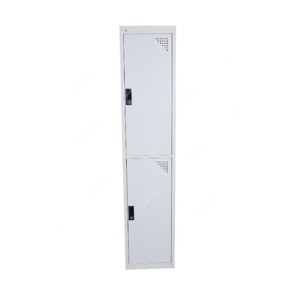 Rigid Double Door Locker, RGD-32S, MS Steel, 1800MM Height x 380MM Width, Grey