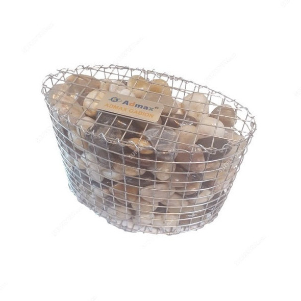 Admax Gabion Basket With Shiny Pebbles, ADG171012110, Galvanized Steel, 175MM Length x 100MM Width, 1MM Wire Dia