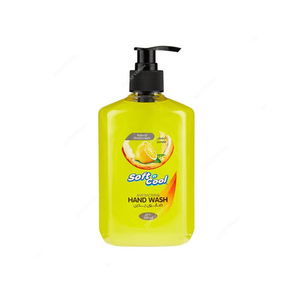 Soft n Cool Anti-Bacterial Liquid Hand Wash, Lemon, 500ML, 24 Pcs/Pack