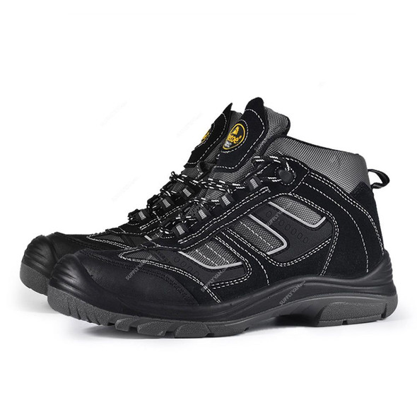 Safetoe High Ankle Safety Shoes, M-8439, Best Climber, Suede Leather, Size39, Composite Toe, Black