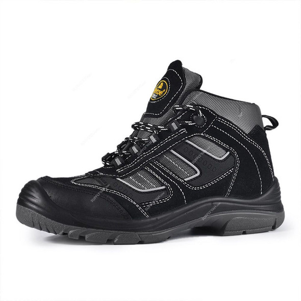 Safetoe High Ankle Safety Shoes, M-8439, Best Climber, Suede Leather, Size40, Composite Toe, Black