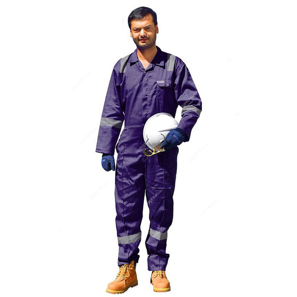 Ameriza Safety Coverall With Reflective Tapes, Chief C Tapes, 100% Twill Cotton, XL, Navy Blue