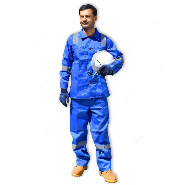 Ameriza Safety Pant and Shirt With Reflective Tapes, Chief PS Tapes, 100% Twill Cotton, S, Petrol Blue