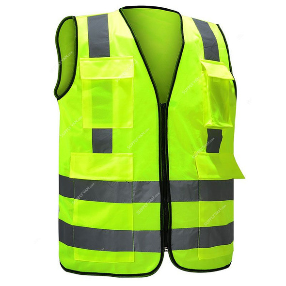 Empiral Safety Vest With Backside Cross Reflective, Bright, 100% Polyester, XL, Fluorescent Yellow