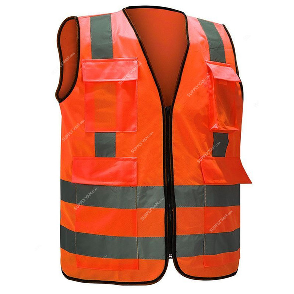 Empiral Safety Vest With Backside Cross Reflective, Bright, 100% Polyester, 2XL, Fluorescent Orange