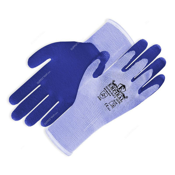 Empiral Latex Coated Gloves, Gorilla Bull II, 100% Polyester, L, Grey/Blue