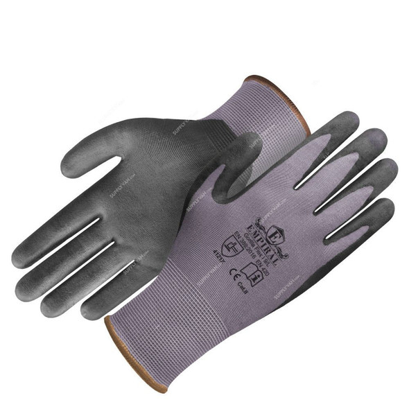 Empiral Nitrile Palm Coated Gloves, Gorilla Flex I, Microfoam, L, Grey/Black