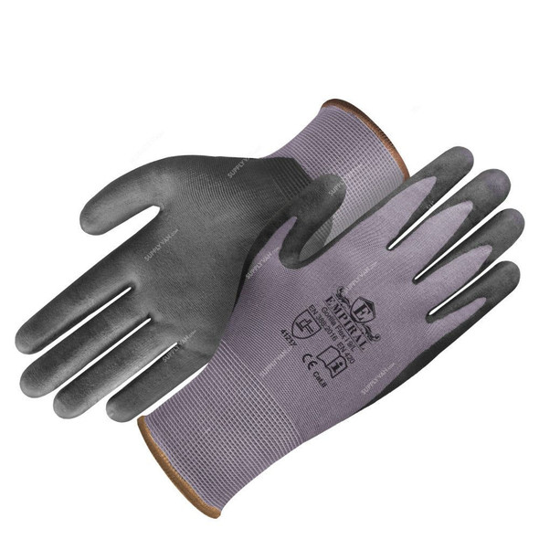 Empiral Nitrile Palm Coated Gloves, Gorilla Flex I, Microfoam, XL, Grey/Black