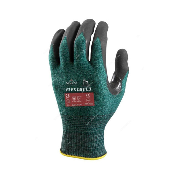 Empiral Cut-Resistant Gloves, Gorilla Flex Cut C3, XL, Green/Black