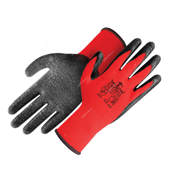 Empiral Palm Coated Gloves, Gorilla Force I, Rubber, M, Red/Black