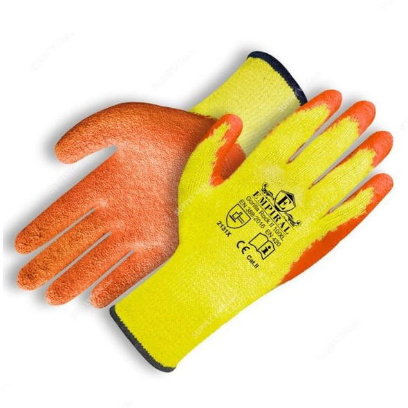 Empiral Latex Palm Coated Gloves, Gorilla Rock II, Polycotton, M, Yellow/Orange