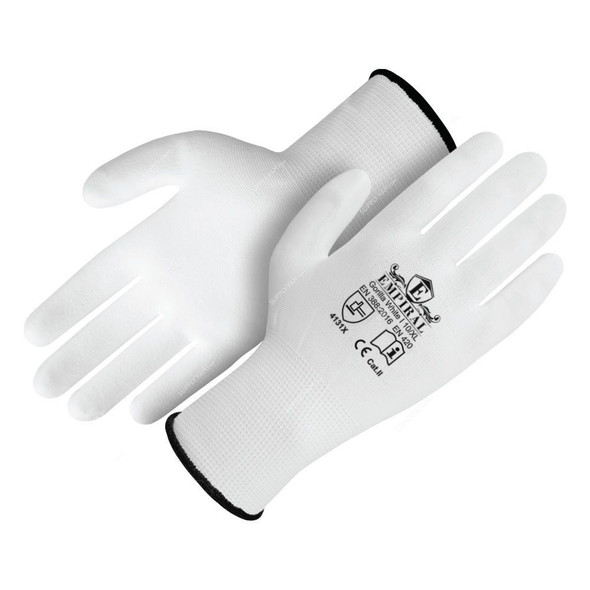 Empiral PU Palm Coated Gloves, Gorilla White I, L, White