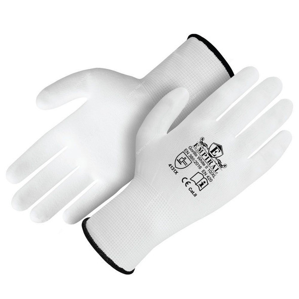 Empiral PU Palm Coated Gloves, Gorilla White II, M, White