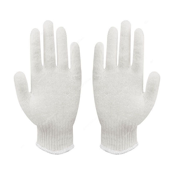 Ameriza Knitted Gloves, Cotton, Universal, 400GM, Bleach White, 12 Pairs/Pack