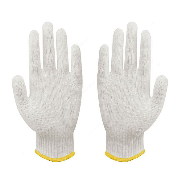 Ameriza Knitted Gloves, Cotton, Universal, 600GM, Bleach White, 12 Pairs/Pack