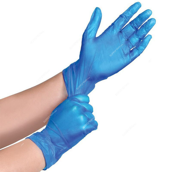 Ameriza Powder Free Disposable Vinyl Gloves, Gorilla Vinyl II, PVC, M, Blue, 100 Pcs/Pack