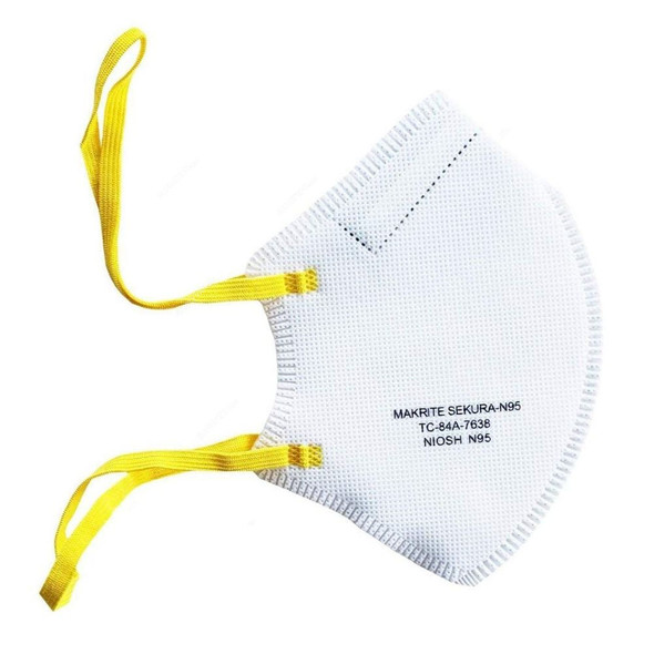 Makrite Disposable Particulate Respirator, Sekura-N95, Comfort Series, Polypropylene, M/L, White, 40 Pcs/Pack